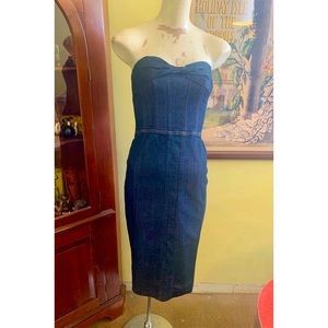 BETSEY JOHNSON Strapless Denim Corset Dress | Size- 4| Blue